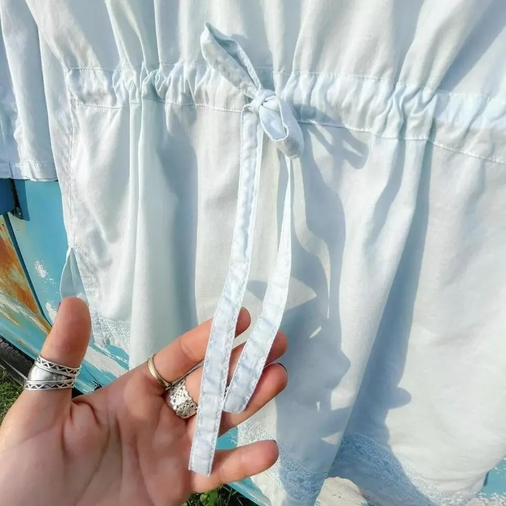 90s J.Jill light blue 100% cotton tunic top women's size small
